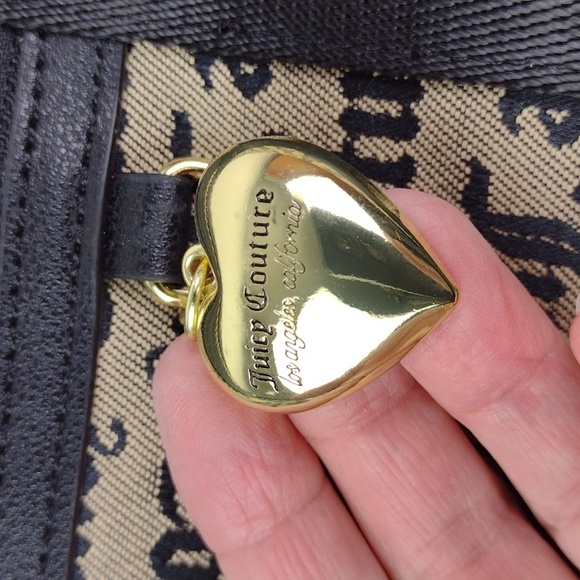 Juicy Couture L.A. Tan & Black Canvas Weekender Crossbody Duffle Bag Tote NWOT - Picture 3 of 16